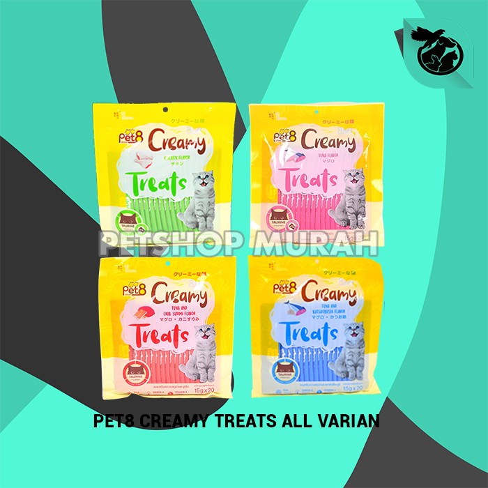 PET8 Creamy Treats Wet Cat Food Snack Kucing 15gr Satuan