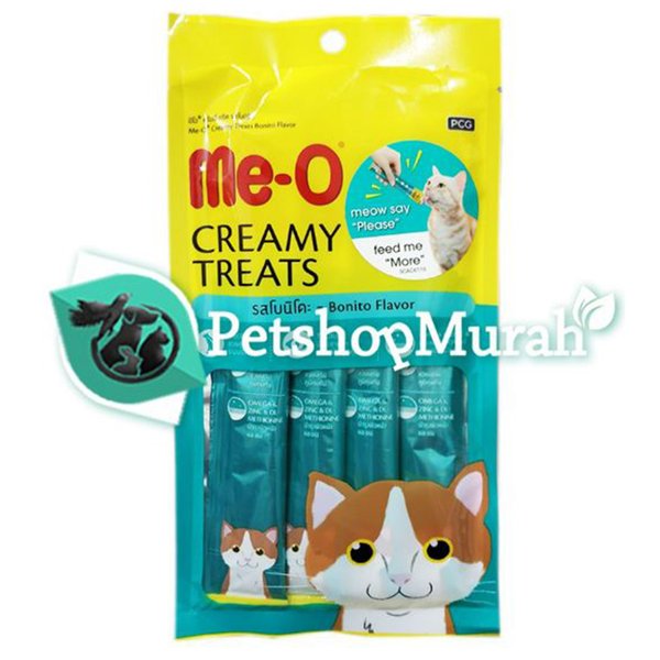 Meo Creamy Treats Bonito Wet Cat Food Snack Kucing 15gr x 4 - Image 3
