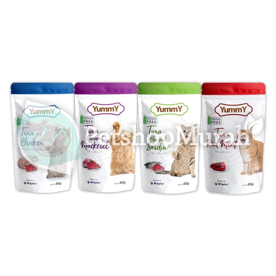Makanan Kucing Yummy sachet 85gr wet food 85 gr whiskas pouch friskies