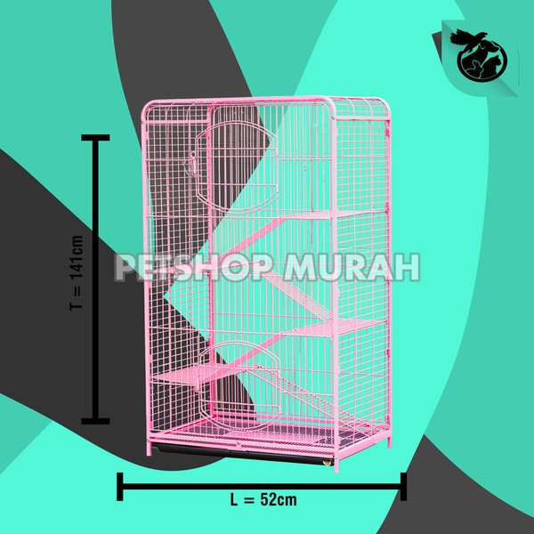 Kandang Kucing Anjing Kelinci Sugar GliderTingkat Roda knowdown
