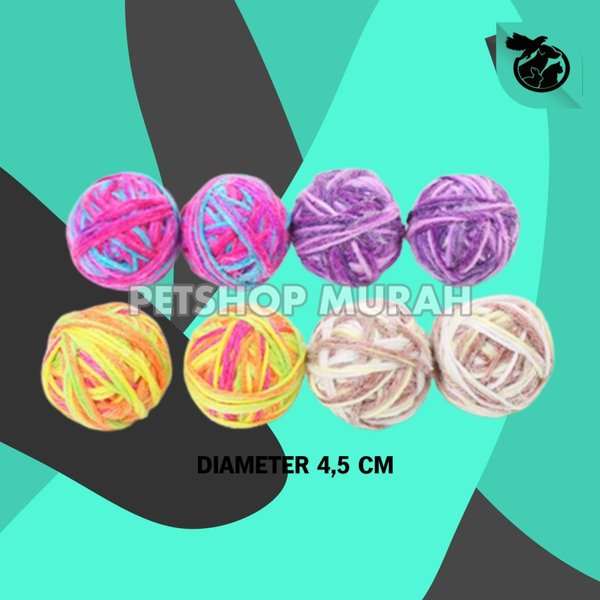 Mainan Kucing Anjing Pet Toys Woll Ball Bola Rajut Tambang