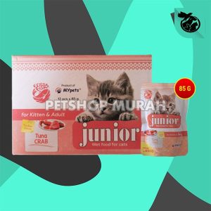 Makanan Kucing Junior Wet Food Pouch 85 Gram Grosir Dus isi 12 Pcs