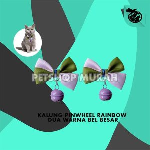 Kalung Anjing Pita Dasi Kupu Kupu Dua Warna Bel Lonceng Besar