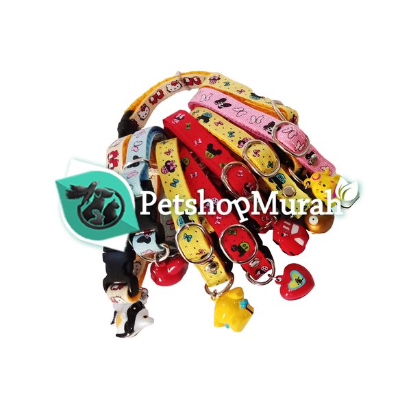 Kalung Kucing Anjing Musang Kelinci - Kalung Hewan Motif Bel Boneka Random Color - Image 3