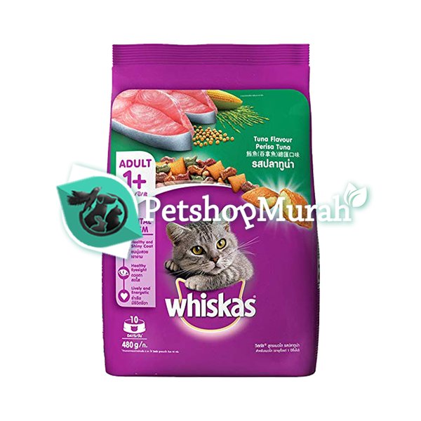 Whiskas Tuna Adult Dry Cat Food Makanan Kucing Dewasa 480gr - Image 3