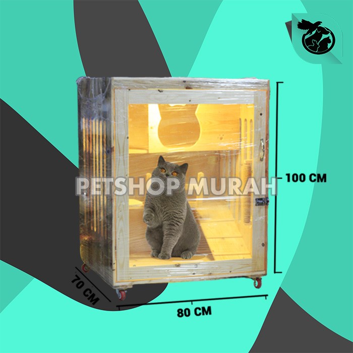 Rumah Kandang Kucing Kayu Cat House PlayGround Roda - Image 2
