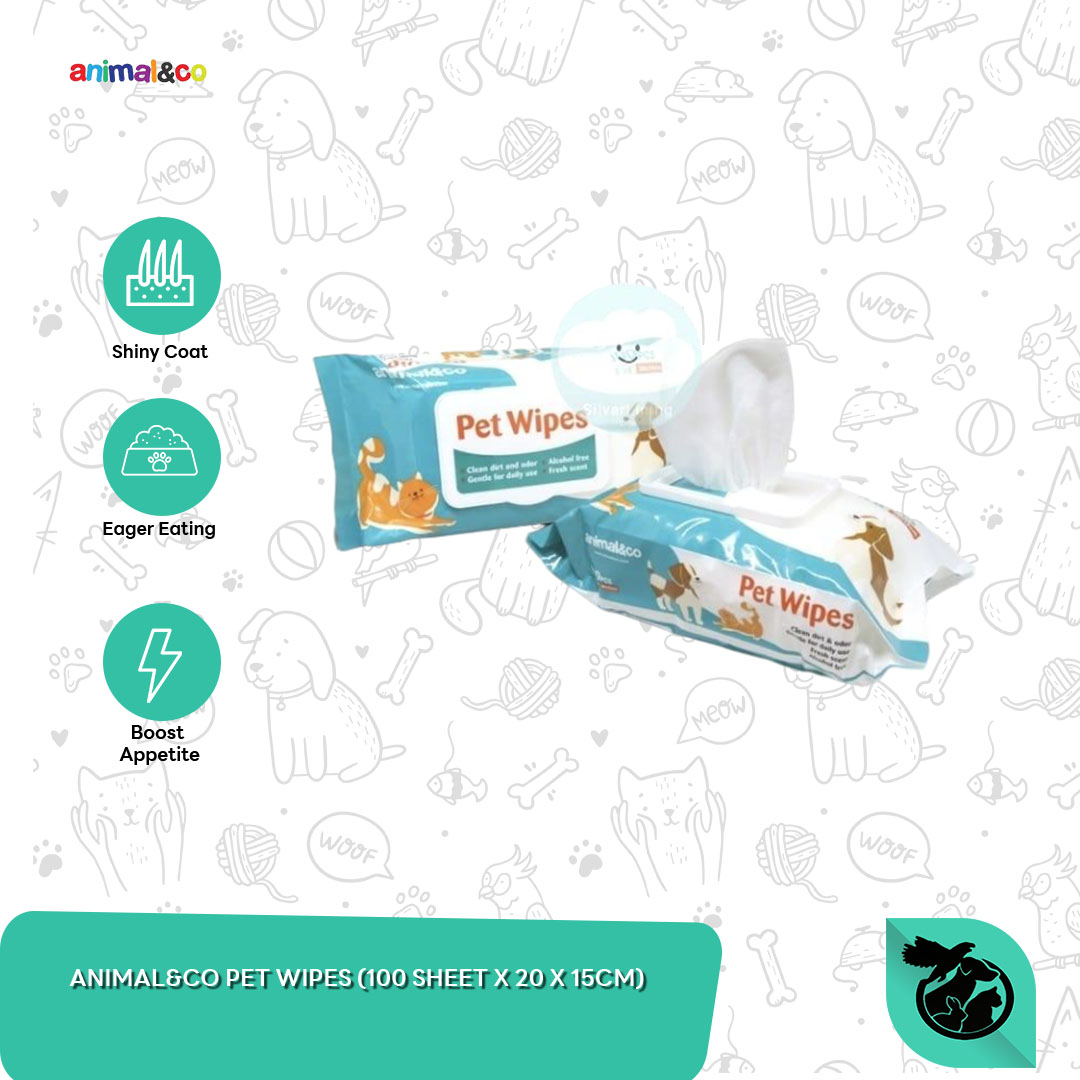 Animal&Co Pet Wipes Tissue Basah Hewan Non Alcohol Hypoallergenic 1 Pack 100 lembar