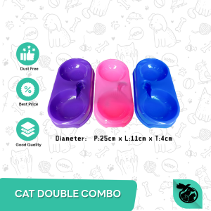 Tempat Makan Kucing Double Combo - Tempat Makan Minum Kucing Double Kombo