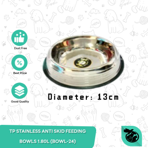 Tempat Makan Kucing Anjing Stainless Anti SKID FEEDING BOWL 1.80L