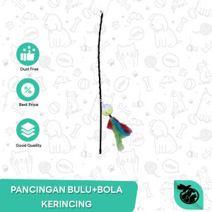 Mainan kucing tongkat tangkai bulu lonceng cat toys toy