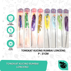 Mainan kucing tongkat tangkai bulu Rumbai Lonceng cat toys