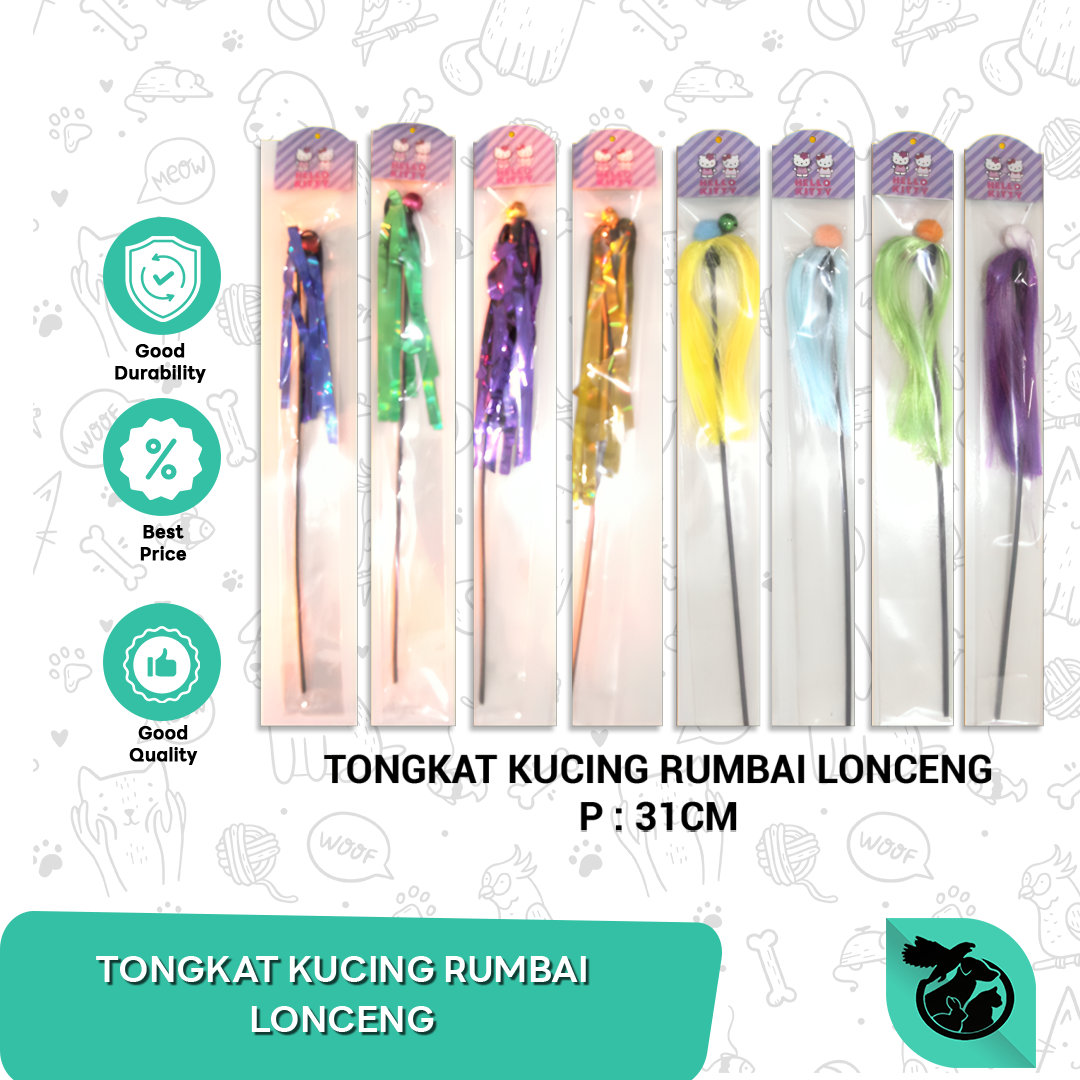 Mainan kucing tongkat tangkai bulu Rumbai Lonceng cat toys