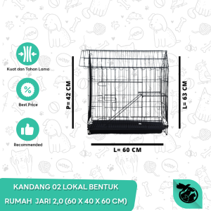 Kandang Lipat Kucing Anjing Besi Bentuk Rumah K02 Lokal 42X60X63 CM