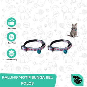 Kalung Kucing Motif Bunga Bell Polos