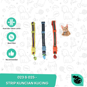 Kalung Kucing Anjing Strip Kuncian Kucing Bel Bola Kerincingan Lonceng