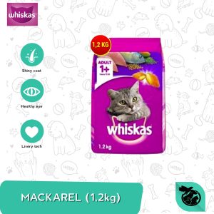 Whiskas Mackerel Adult Dry Cat Food Makanan Kucing Dewasa 1.2kg