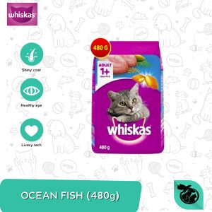 Whiskas Ocean Fish Adult Dry Cat Food Makanan Kucing Dewasa 480gr