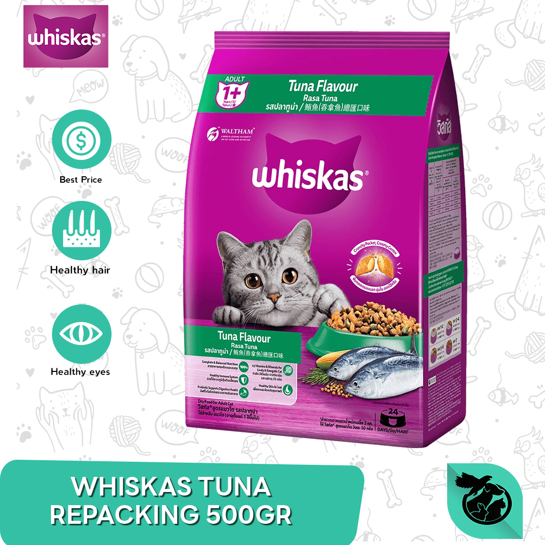Makanan Kucing Whiskas Tuna Repacking 500 Gram - Wiskhas Tuna Wiskas Repack 500 Gr