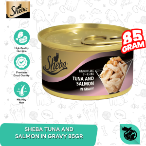 Makanan Kucing Sheba Tuna & Salmon in Gravy 85 gr - makanan basah 85gr