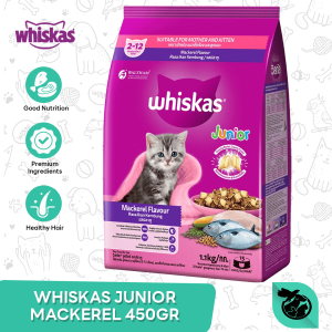 Whiskas Junior Mackerel Kitten Dry Cat Food Makanan Anak Kucing 450gr