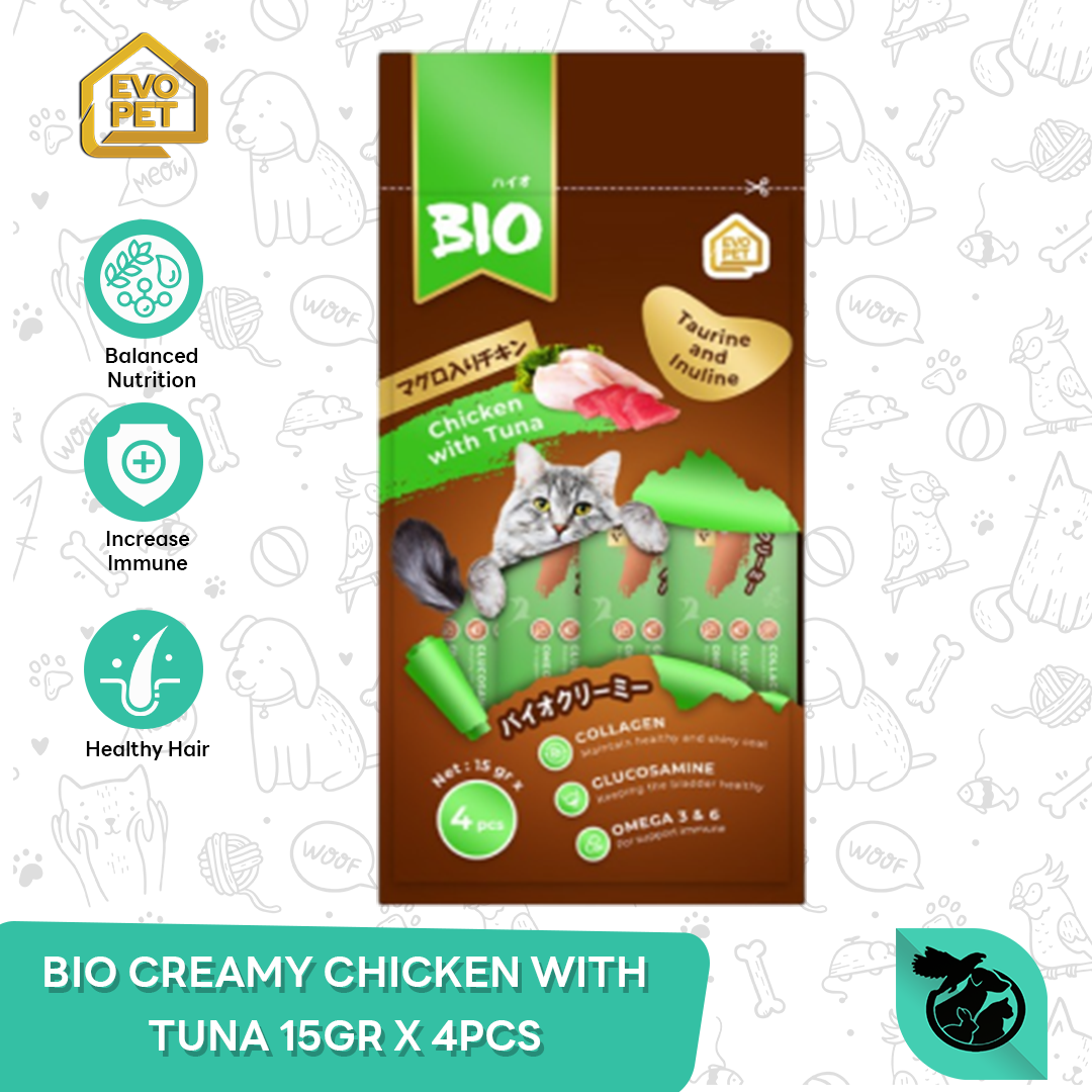 Bio Creamy Treats Wet Cat Food Snack Kucing 15gr x 4
