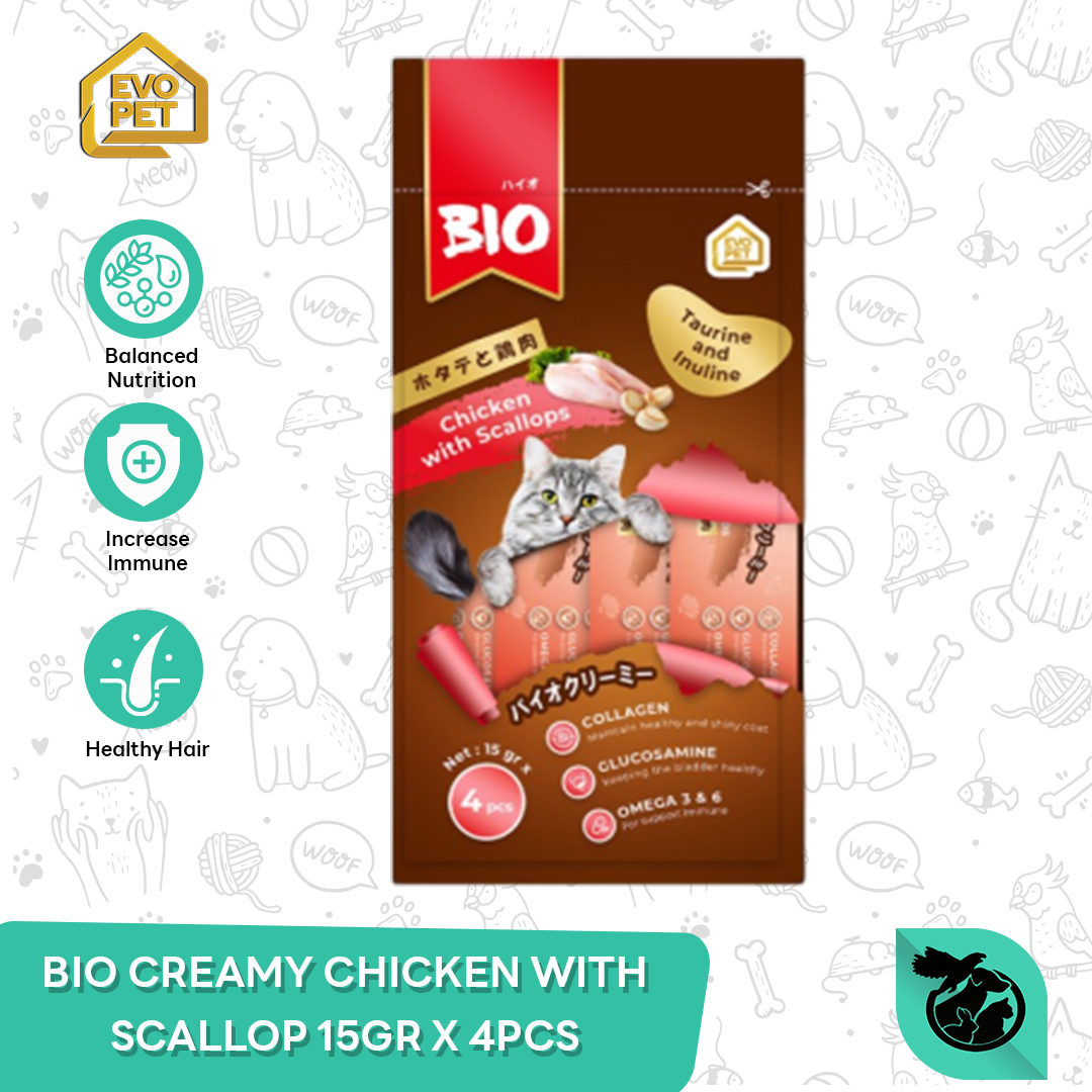 Bio Creamy Treats Wet Cat Food Snack Kucing 15gr x 4 - Image 2