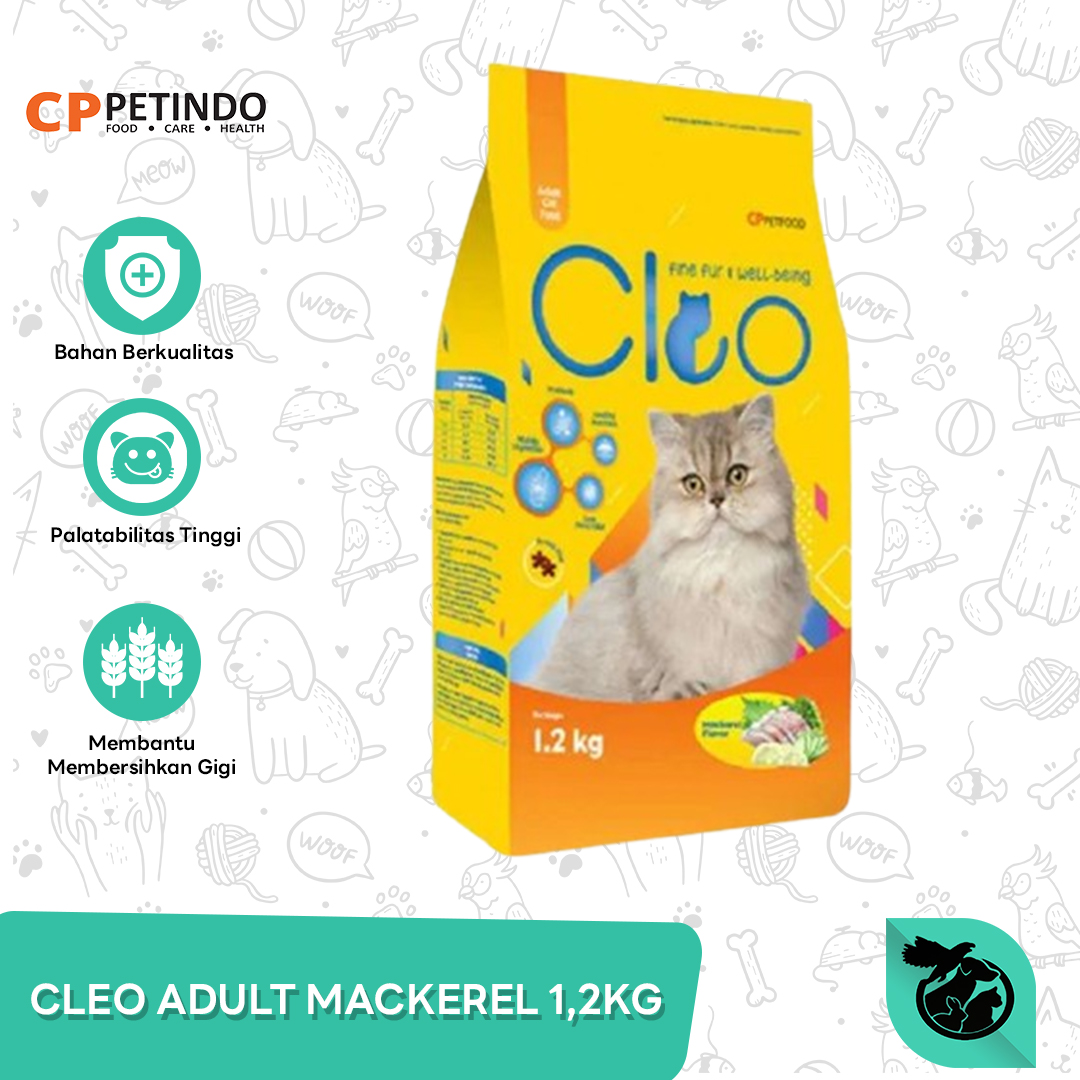 Makanan Kering Kucing dewasa CLEO Mackerel 1.2 kg dry food adult Murah