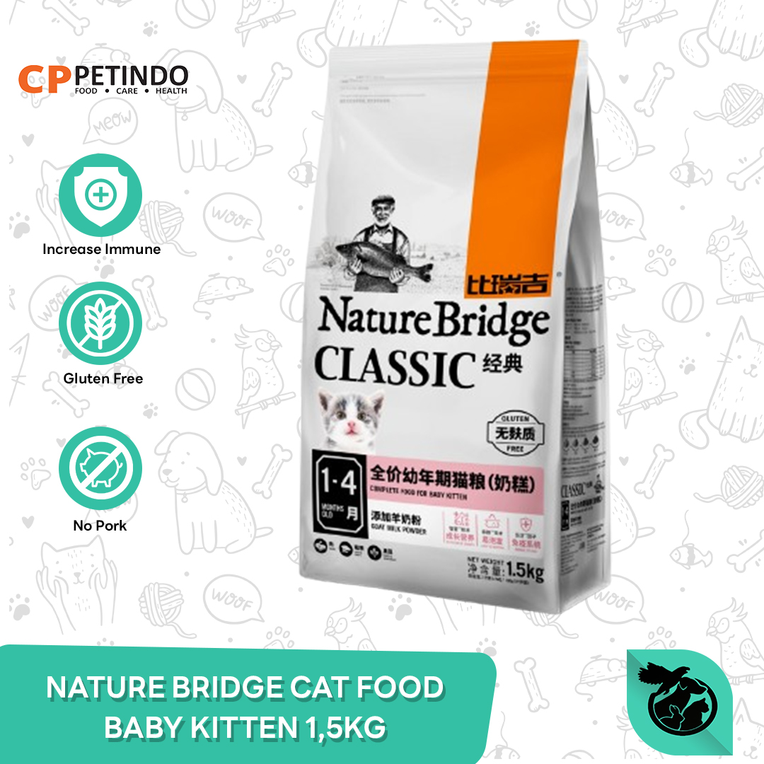 Nature Bridge Baby Kitten Makanan Kering Anak Kucing Cat Food Dry 1.5