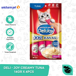 Deli Joy Creamy Treats Wet Cat Food Snack Kucing 14gr x 4