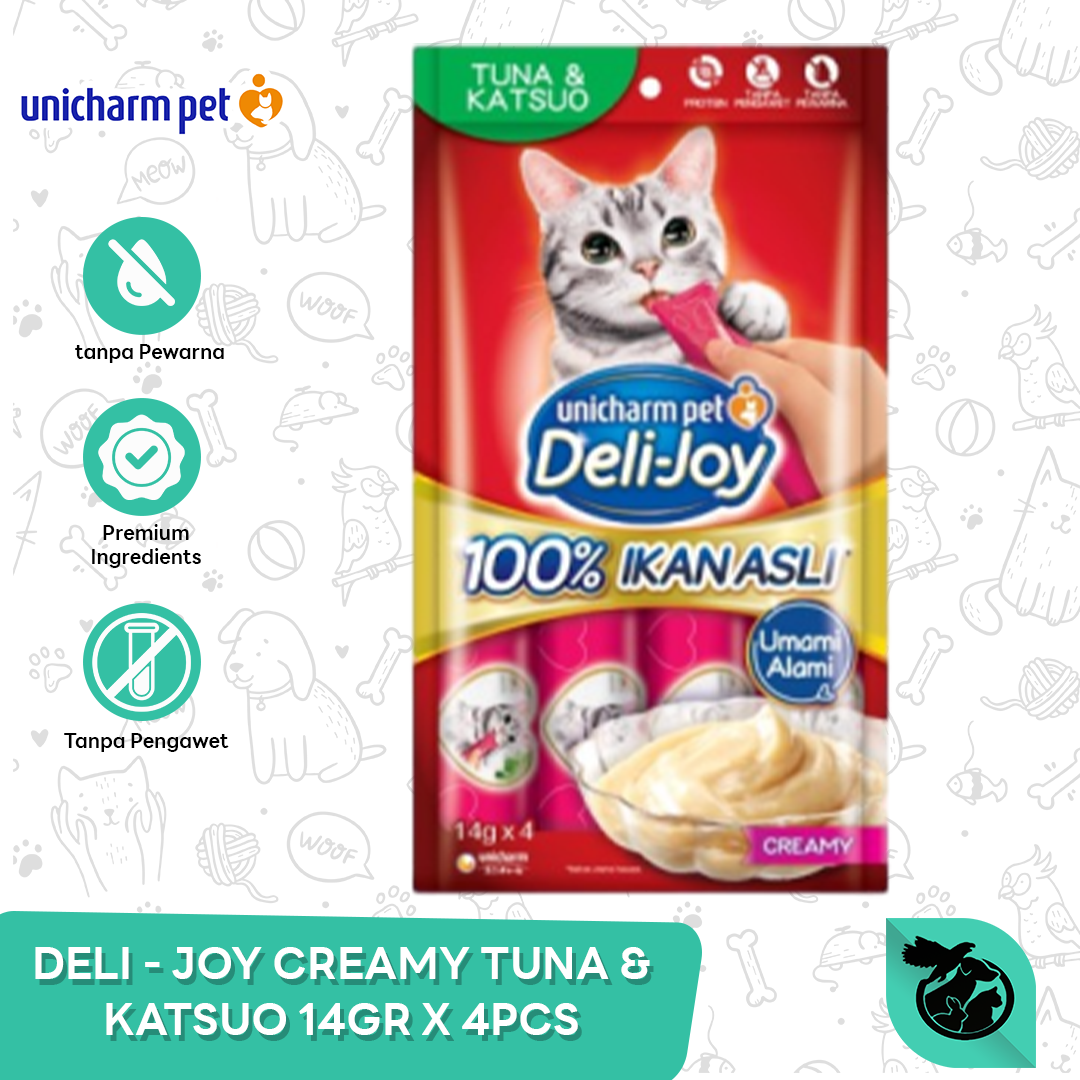 Deli Joy Creamy Treats Wet Cat Food Snack Kucing 14gr x 4 - Image 2