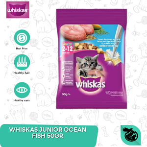 Makanan Anak Kucing Kitten Whiskas Junior Ocean Fish 50 Gram