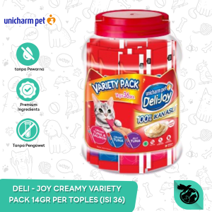 Deli Joy Creamy Treats Variety Pacl Wet Cat Food Snack Toples 14gr x 36
