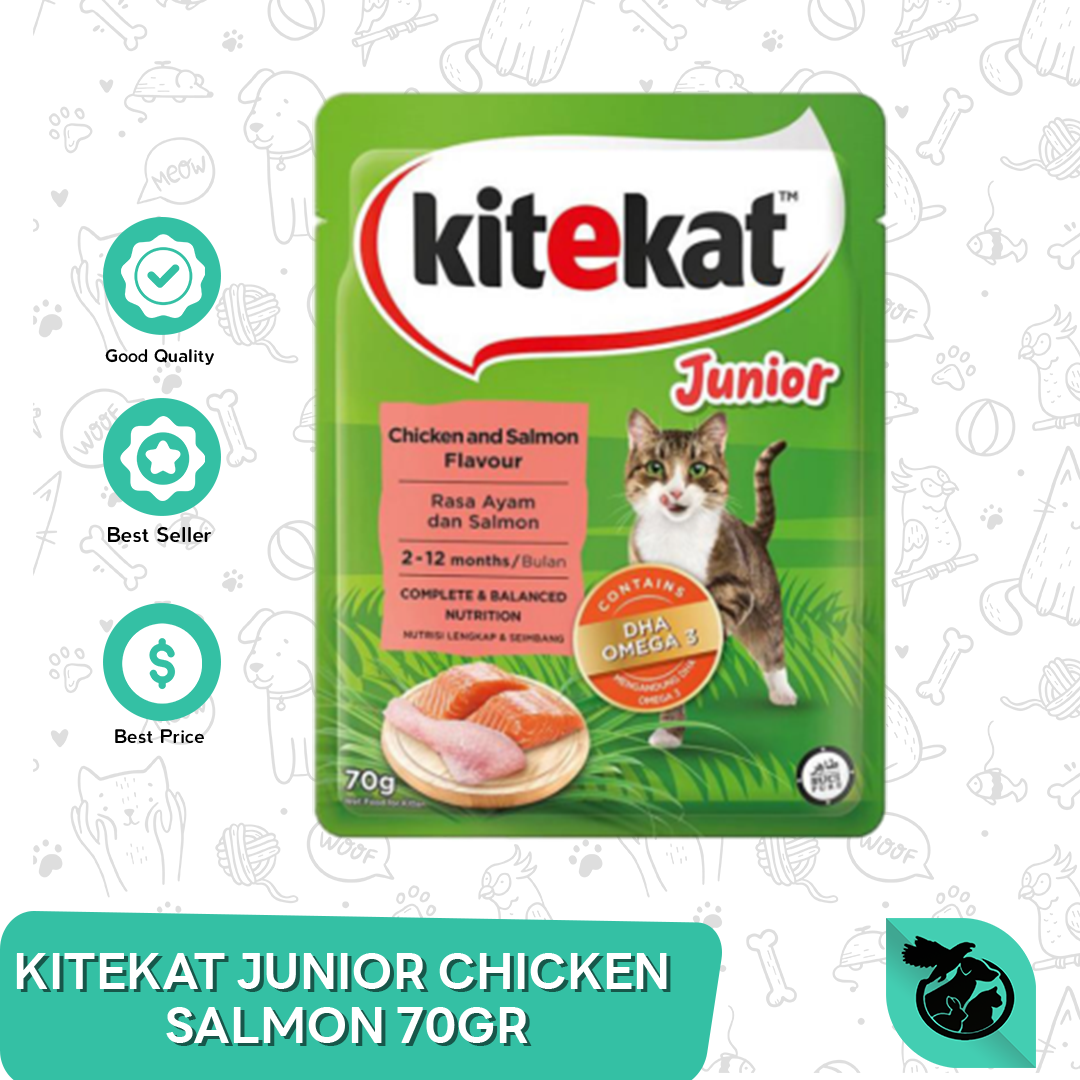 KiteKat Pouch Junior Chicken Salmon Wet Cat Food Makanan Anak Kucing 70gr