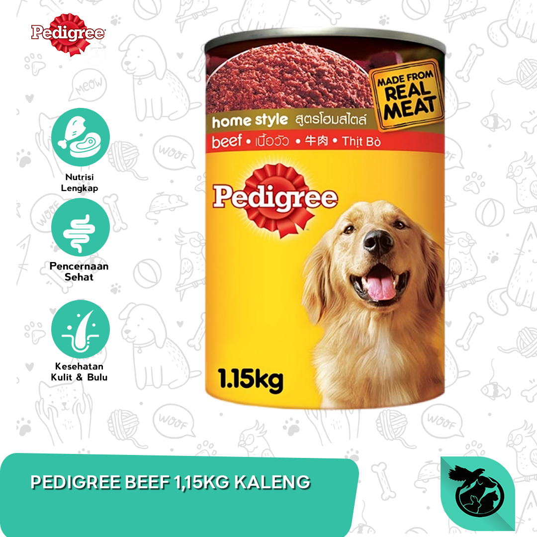 Pedigree Beef Adult Wet Can Dog Food Makanan Anjing Dewasa Kaleng 1.15kg