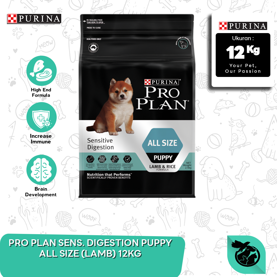 Makanan Anjing Pro Plan Medium Puppy Sensitive Digestion 12 Kg