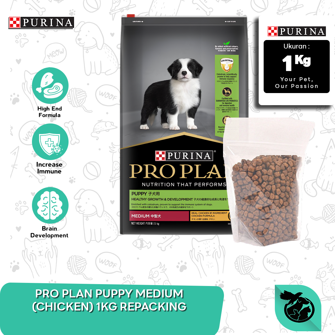 Makanan Anjing PRO PLAN MEDIUM PUPPY CHICKEN 1 KG REPACKING
