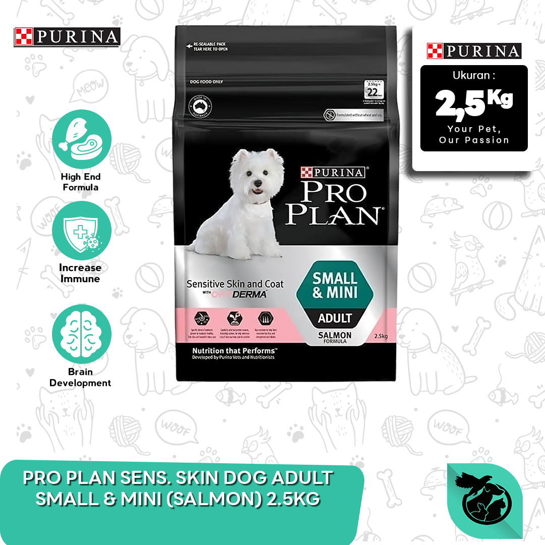 Makanan Anjing Pro Plan Small Mini Adult sensitive skin and coat 2,5kg