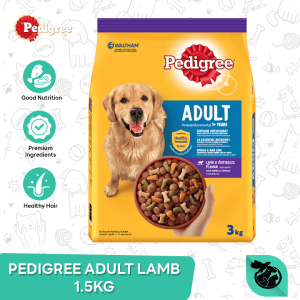 Pedigree Lamb Adult Dry Dog Food Makanan Anjing 1.5kg