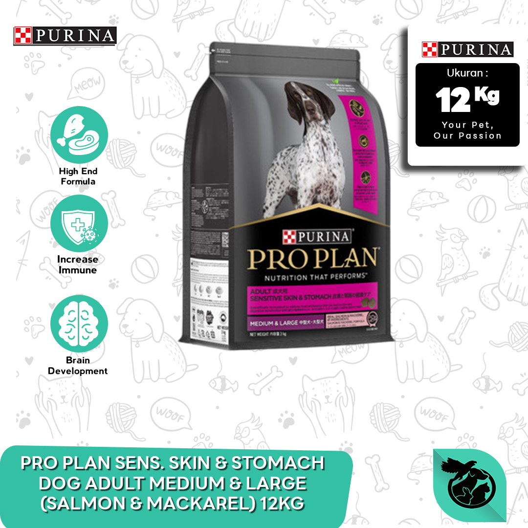 Makanan Anjing Pro Plan Sensitive Skin And Stomach 12 kg All Size