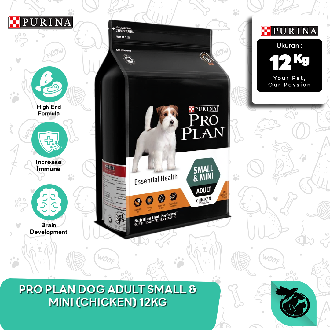 Makanan Anjing Pro Plan Small & Mini Adult chicken Breed 12Kg