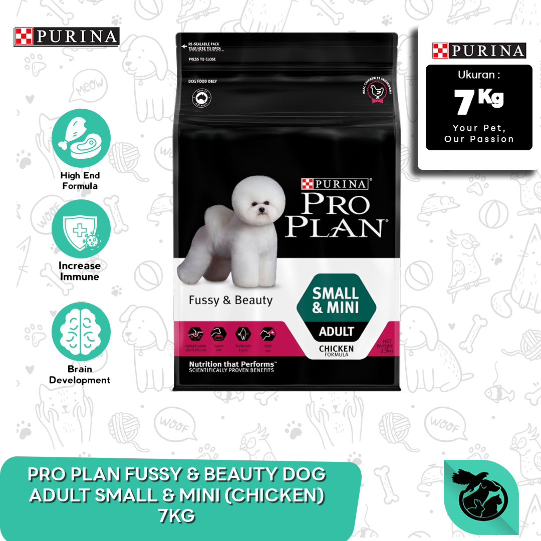 Makanan Anjing Pro Plan Small & Mini Adult Dog Food Fussy & Beauty 7Kg
