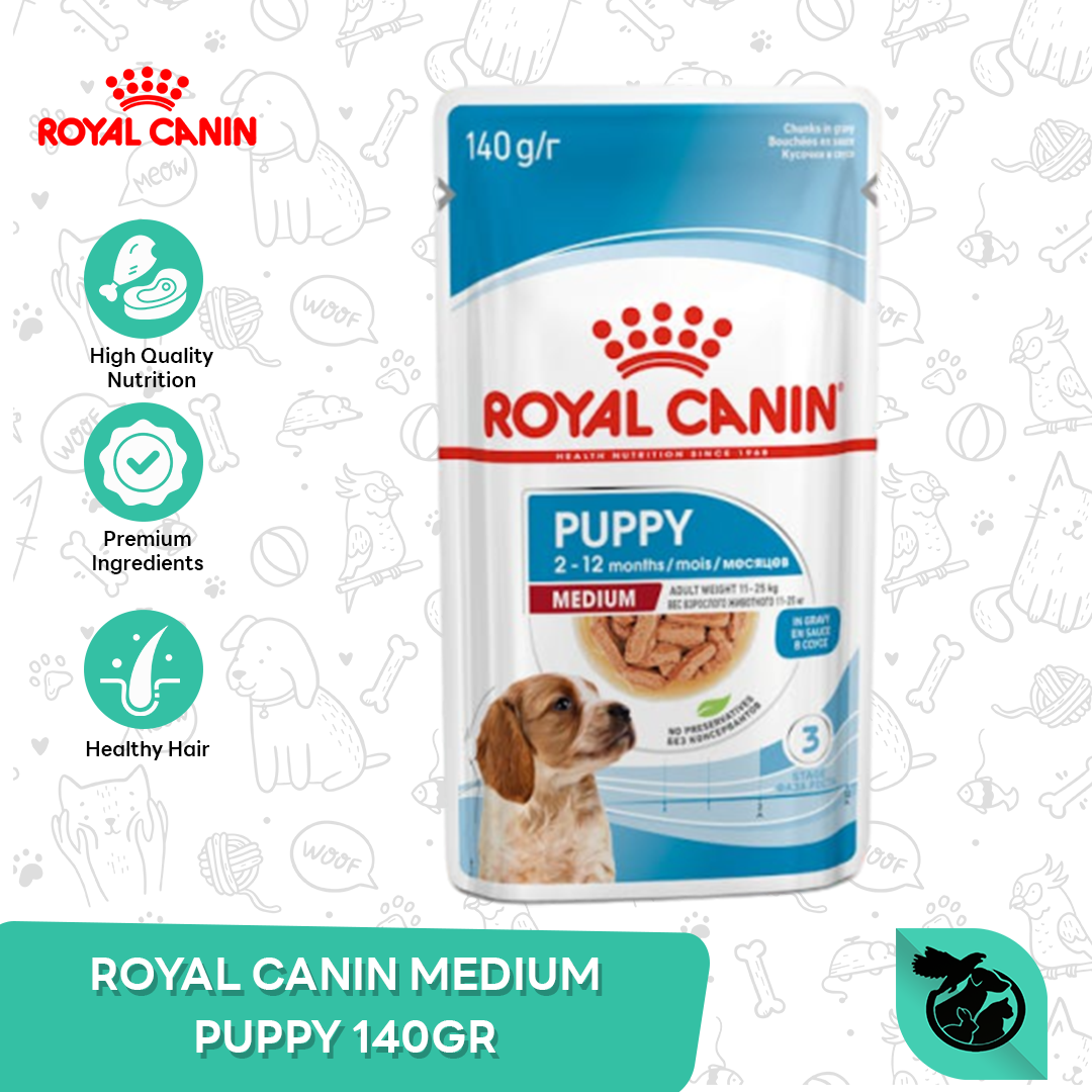 Royal Canin Medium Puppy Wet Pouch Dog Food Makanan Anak Anjing 140gr