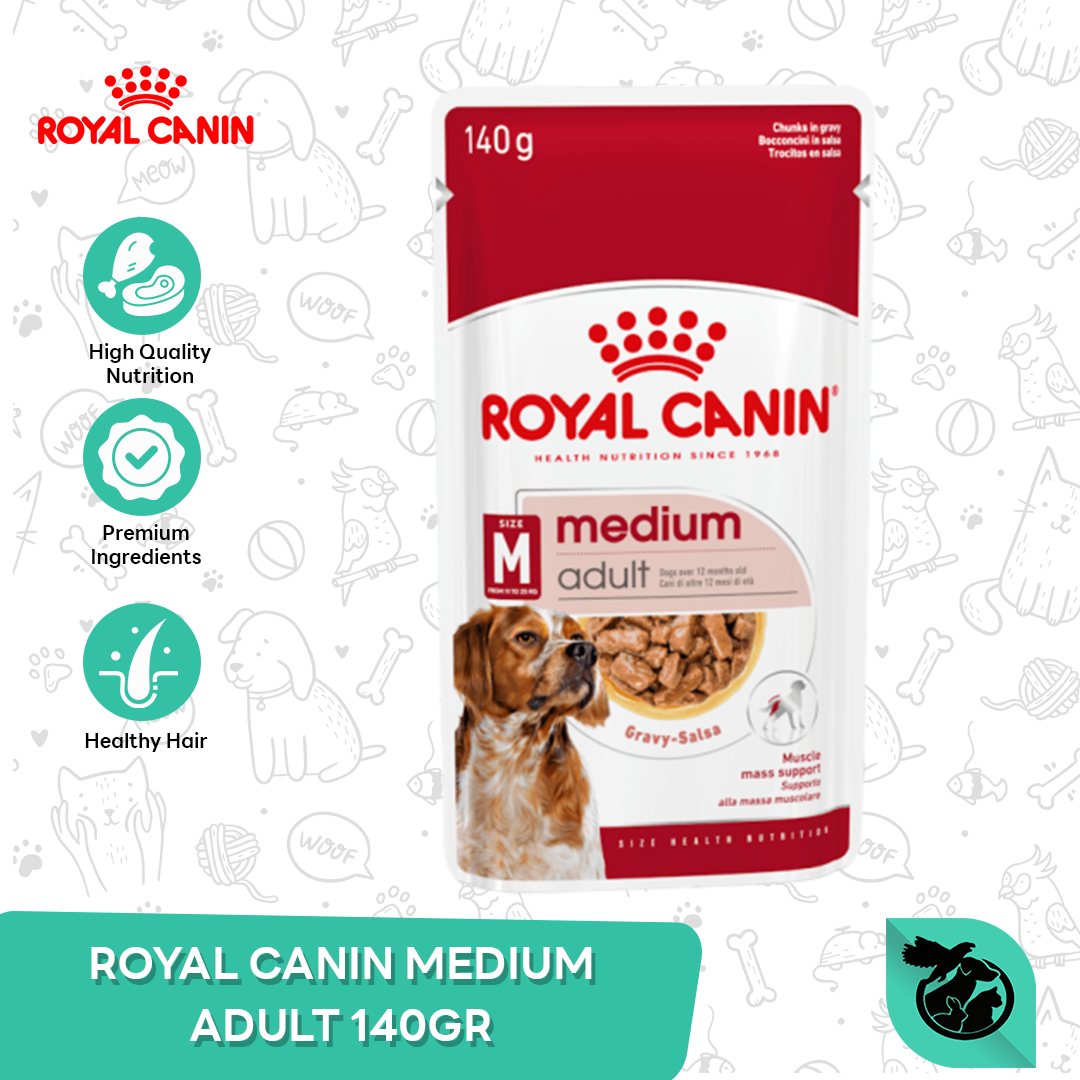 Royal Canin Medium Adult Wet Pouch Dog Food Makanan Anjing Dewasa 140gr