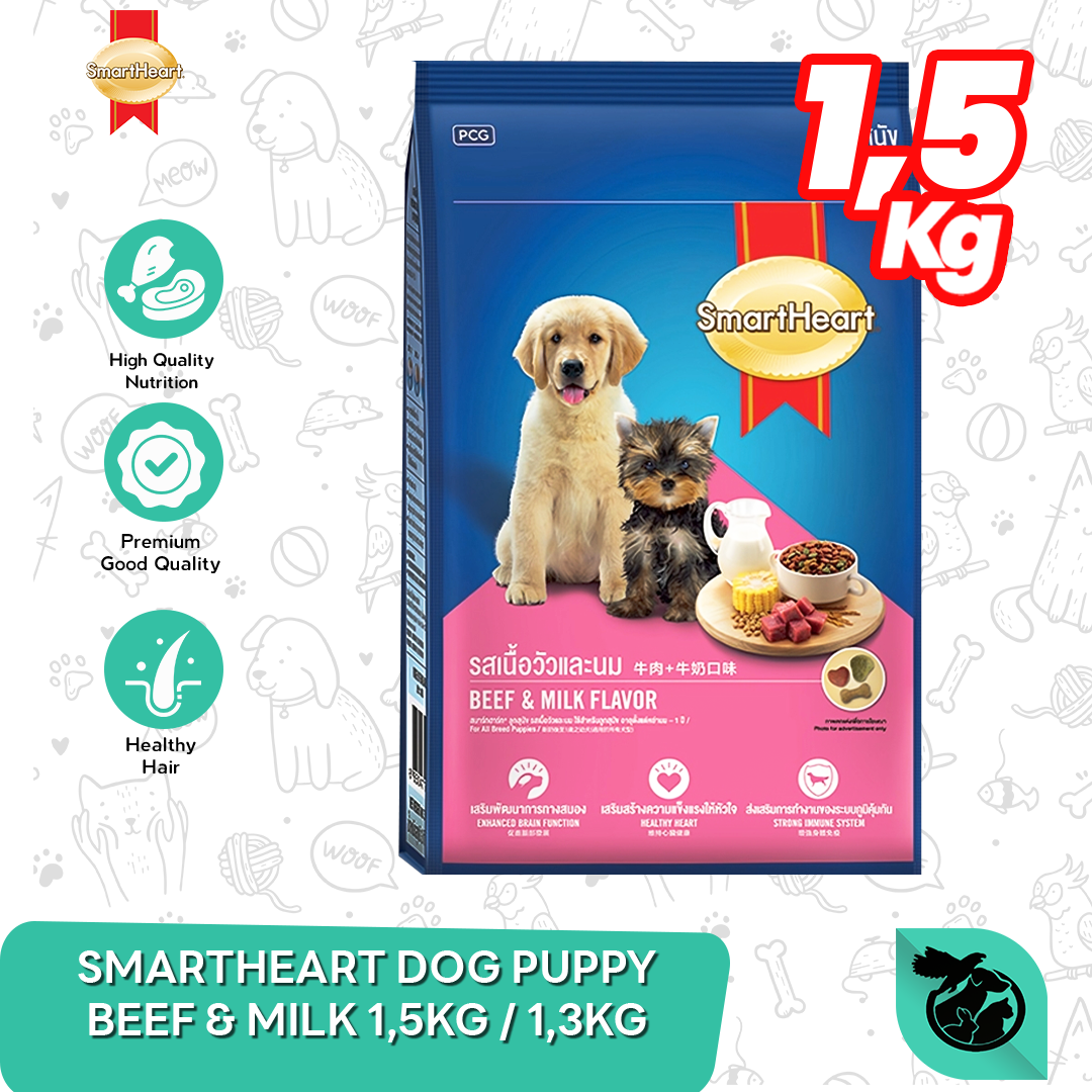 SmartHeart Dog Food Puppy Makanan Anak Anjing Beef Milk 1,5 KG