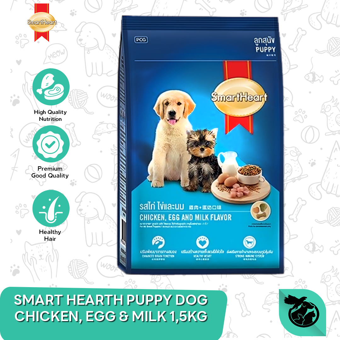 Makanan Anak Anjing Smart Heart Puppy Chicken Egg & Milk 1,5kg