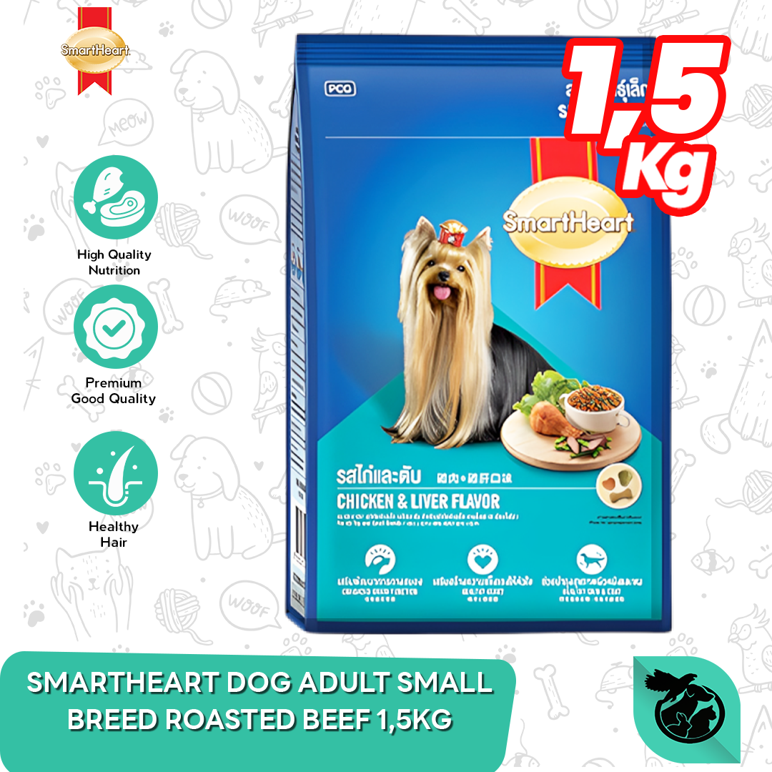 SmartHeart Dog Adult Makanan Anjing Small Breed Chicken Liver 1.5 kg