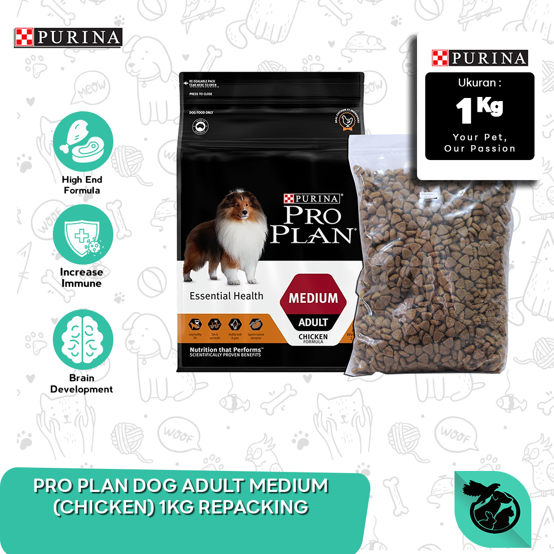 Dog Food Proplan Medium Adult Repack Makanan Anjing Pro plan 1kg