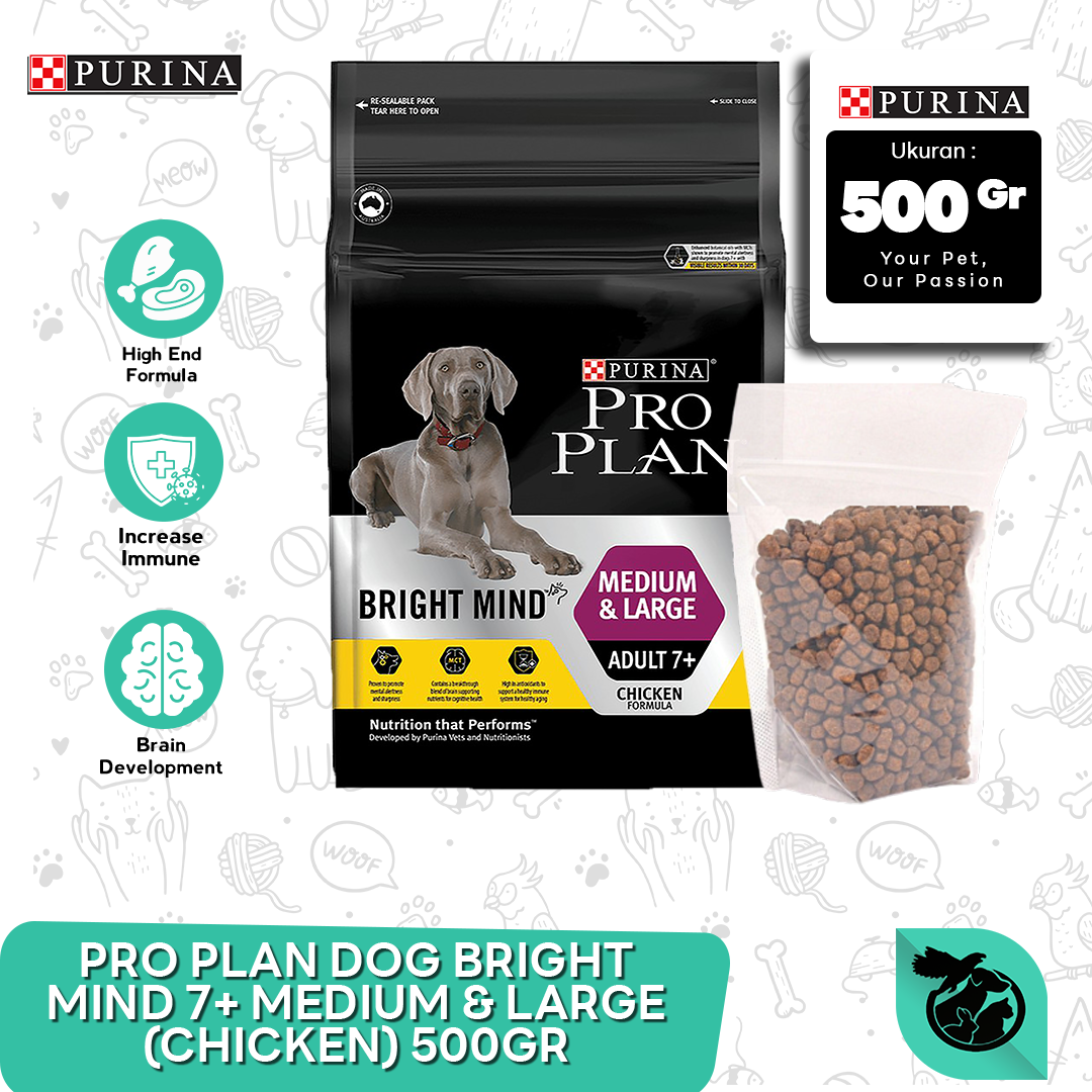 PRO PLAN DOG BRIGHT MIND 7+ - MEDIUM & LARGE (CHICKEN) 500 GR REPACKING