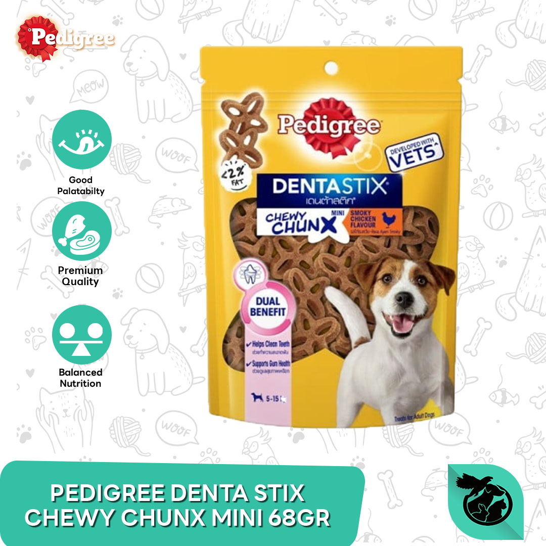 Pedigree Dentastix Chewy Chunk Dog Treats Snack Camilan Anjing 68gr