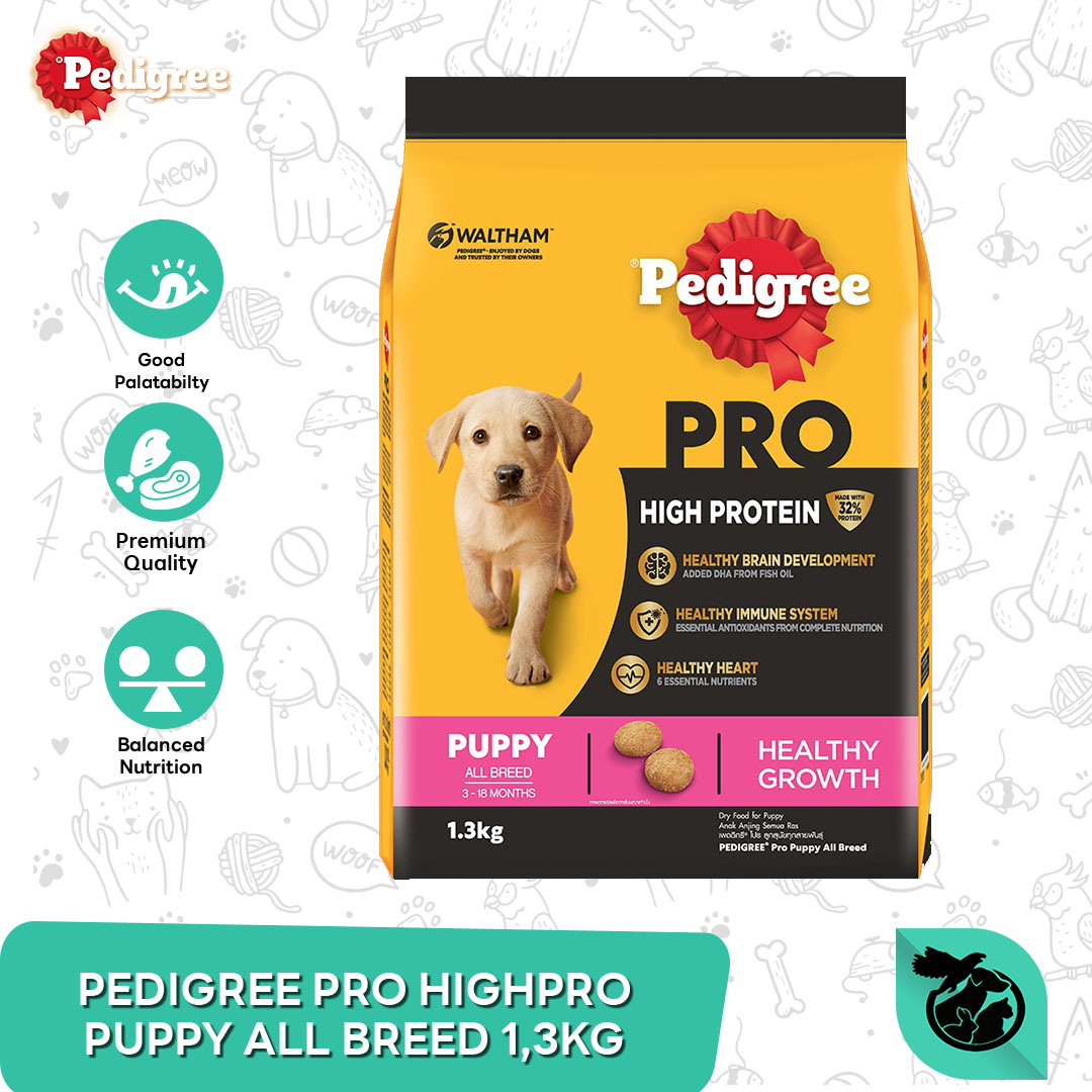 Pedigree Pro High Protein Puppy All Breed Dry Dog Food Makanan Anjing 1.3kg